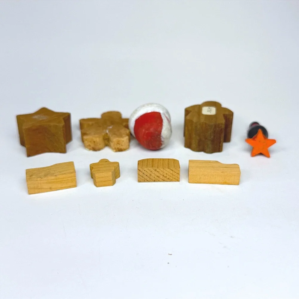 Vintage 90s Hand Painted Wooden Christmas Miniatures Lot of 9 misc pieces Decor